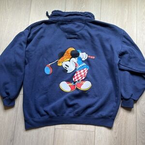Vintage Disney Golfing Mickey Mouse Pullover Sweatshirt Navy Blue Size XL